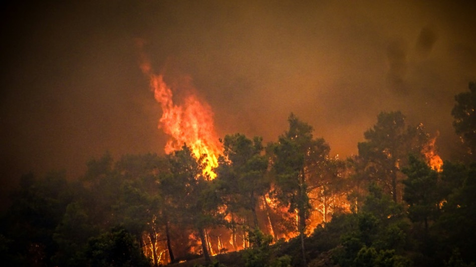 Thousands flee Greek island fires as Northern hemisphere swelters