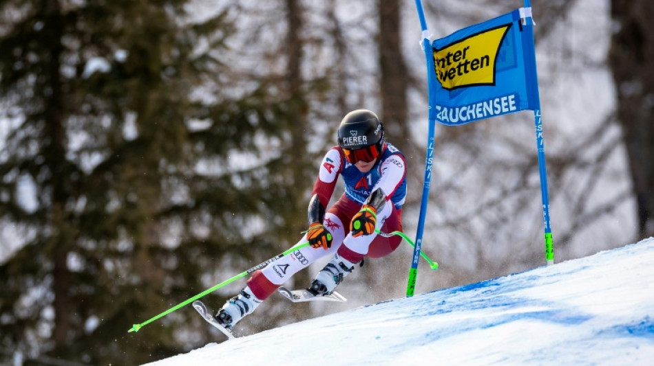 Huetter takes super-G lead as Goggia crashes out