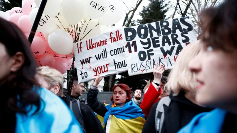 Londoners march in support of Ukraine to mark three years of war