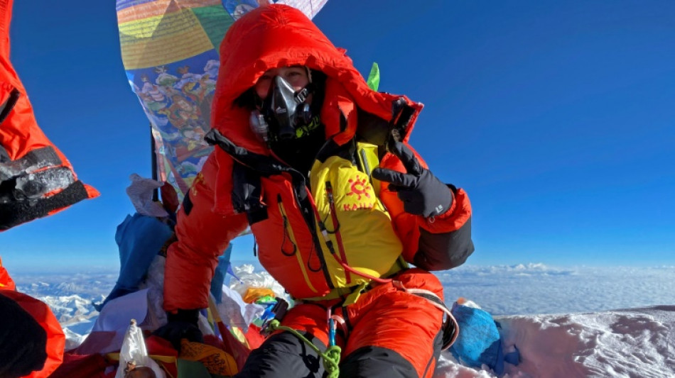 Ukrainian flag on summit of Everest