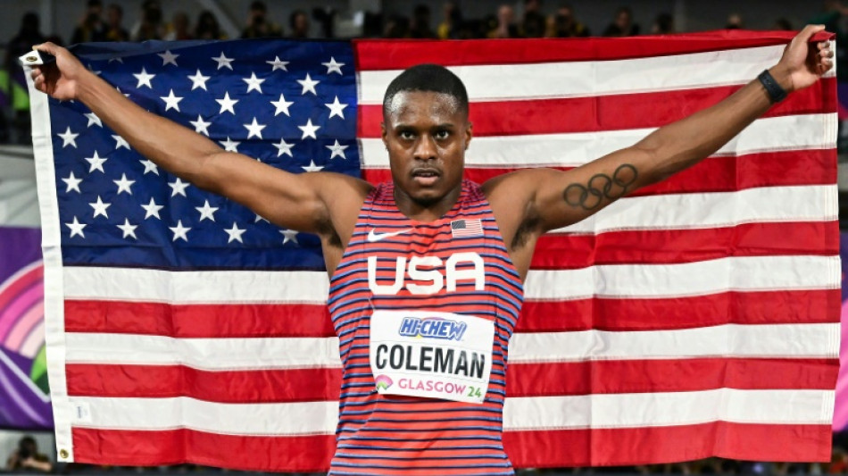 Coleman outsprints Lyles for second world indoor 60m gold